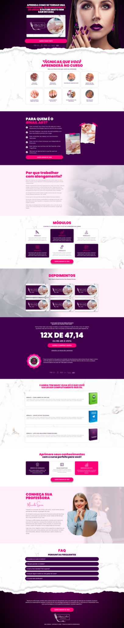 imagem landing page design de unhas