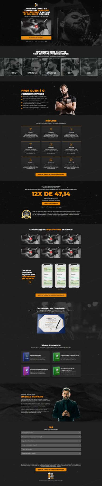 imagem landing page de barbearia